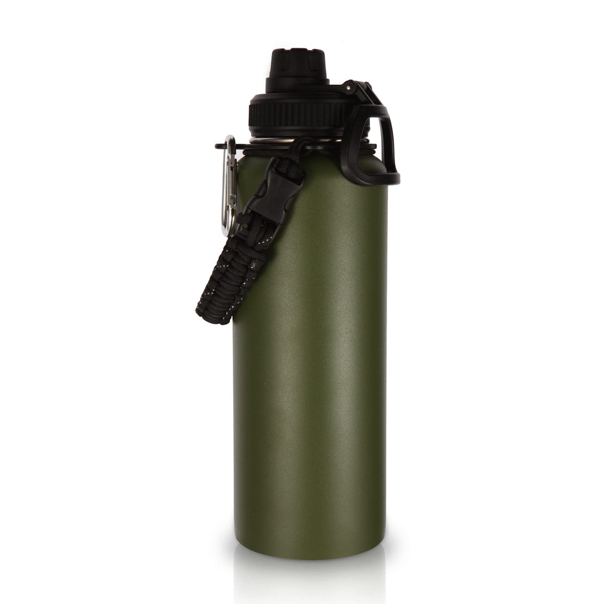Volhoply Insulated Water Bottles Bulk 8 Pack, 40 oz Stainless Steel Sports Bottle with Paracord Handle Spout Lid, Vacuum Metal Travel Cups with Wide Mouth,Reusable Large Water Cup(Army Green,8 Set)