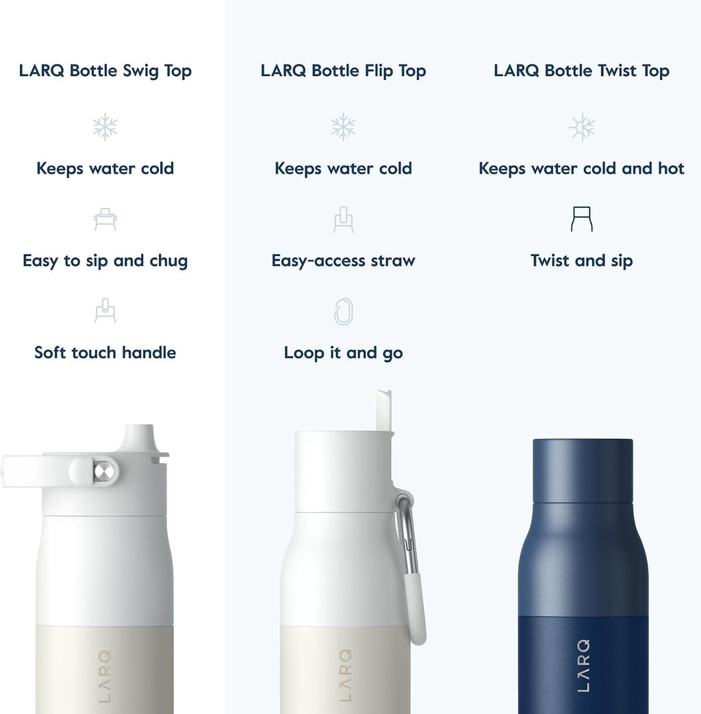 LARQ Holiday Bundle Set - 2X Bottles Swig Top 34oz - Insulated Stainless Steel Water Bottles with Built-in Silicone Handle | Thermos, BPA Free| Keep Drinks Cold for 24 Hour