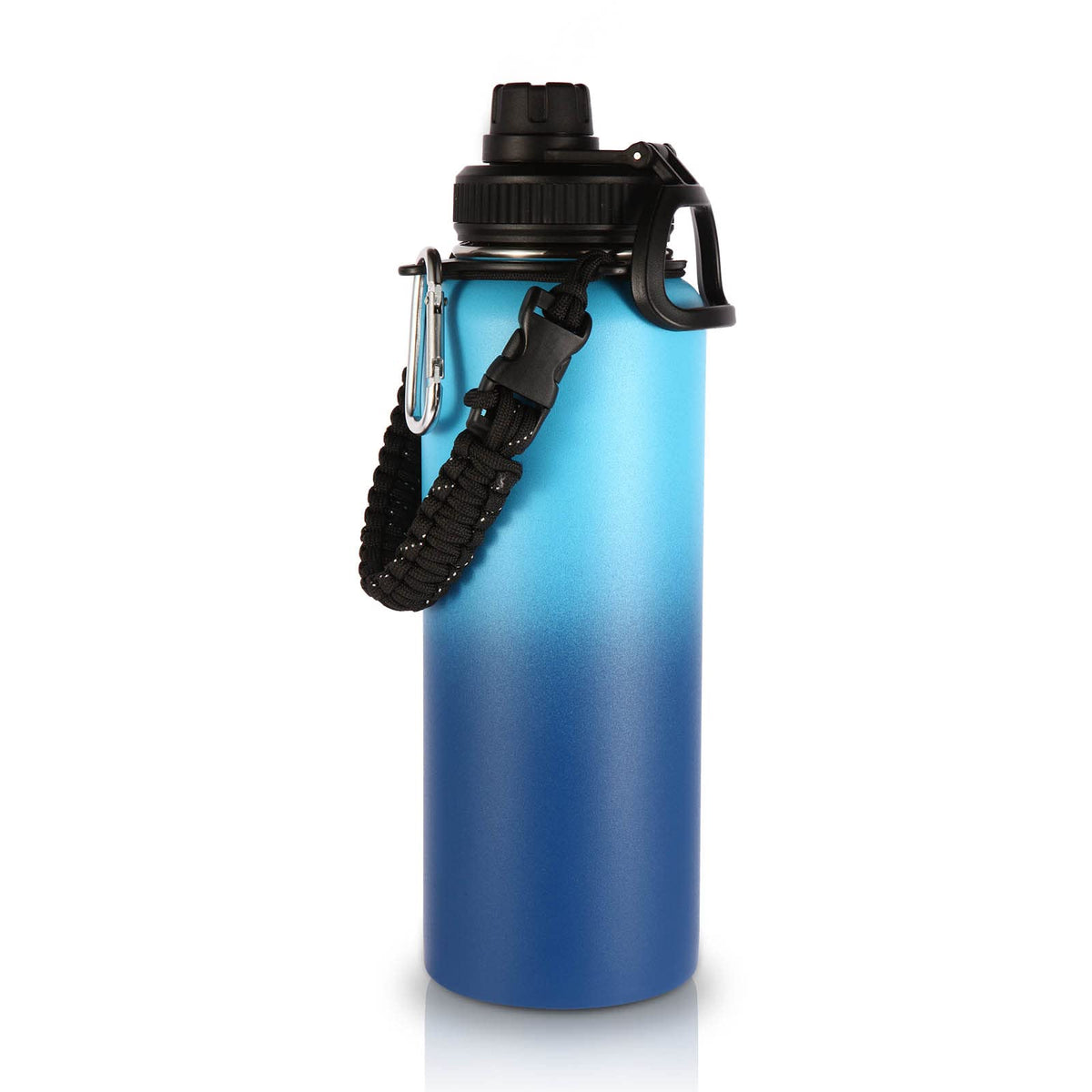 Volhoply Insulated Water Bottles Bulk 8 Pack, 40 oz Stainless Steel Sports Bottle with Paracord Handle Spout Lid, Vacuum Metal Travel Cups with Wide Mouth,Reusable Large Water Cup(Army Green,8 Set)