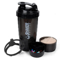 XTK 16OZ Bottle, Shaker Water Bottle with Protein Powder Storage, Mix Ball, Leak Proof for Fitness and Sports Activities, BPA Free