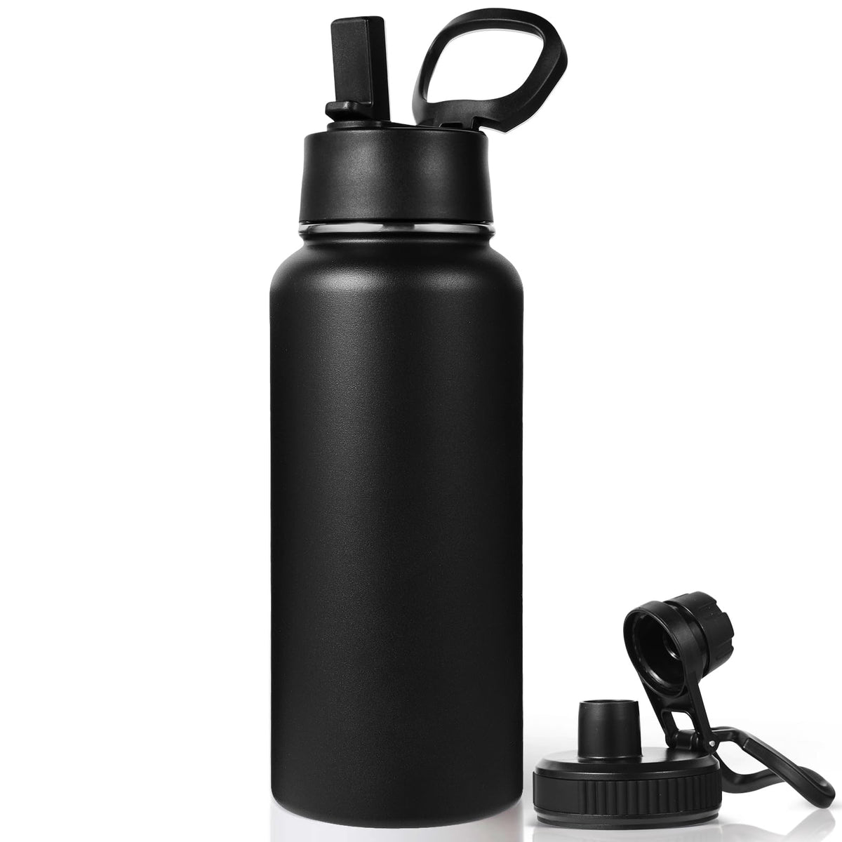 Neihepal 32 oz Insulated Water Bottles Bulk with 2 Lids (Straw & Spout Lid), Stainless Steel Double Wall Water Bottle, Keeps Cold 24H & Hot 12H (Eight Color,8 Pack)