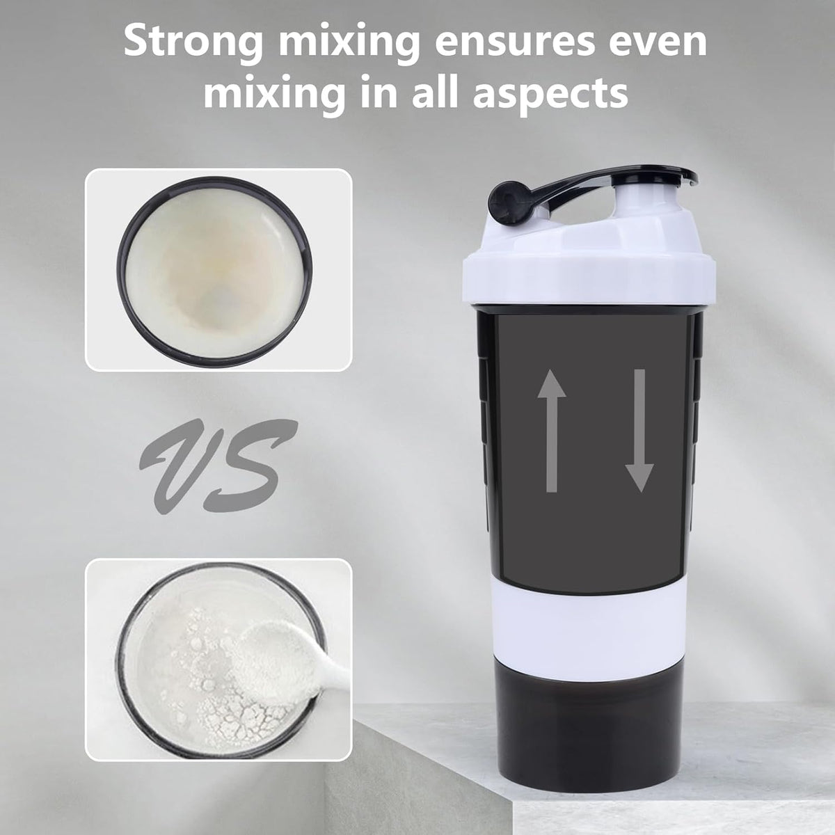 XTK Shaker Bottle Protein Shaker Bottles with Storage and Mix Ball, 16OZ Sports Water Bottle with Pill Organizer,Leak Proof Portable Shaker Cup for Protein Mixes and Pre Work Out,BPA Free(white)