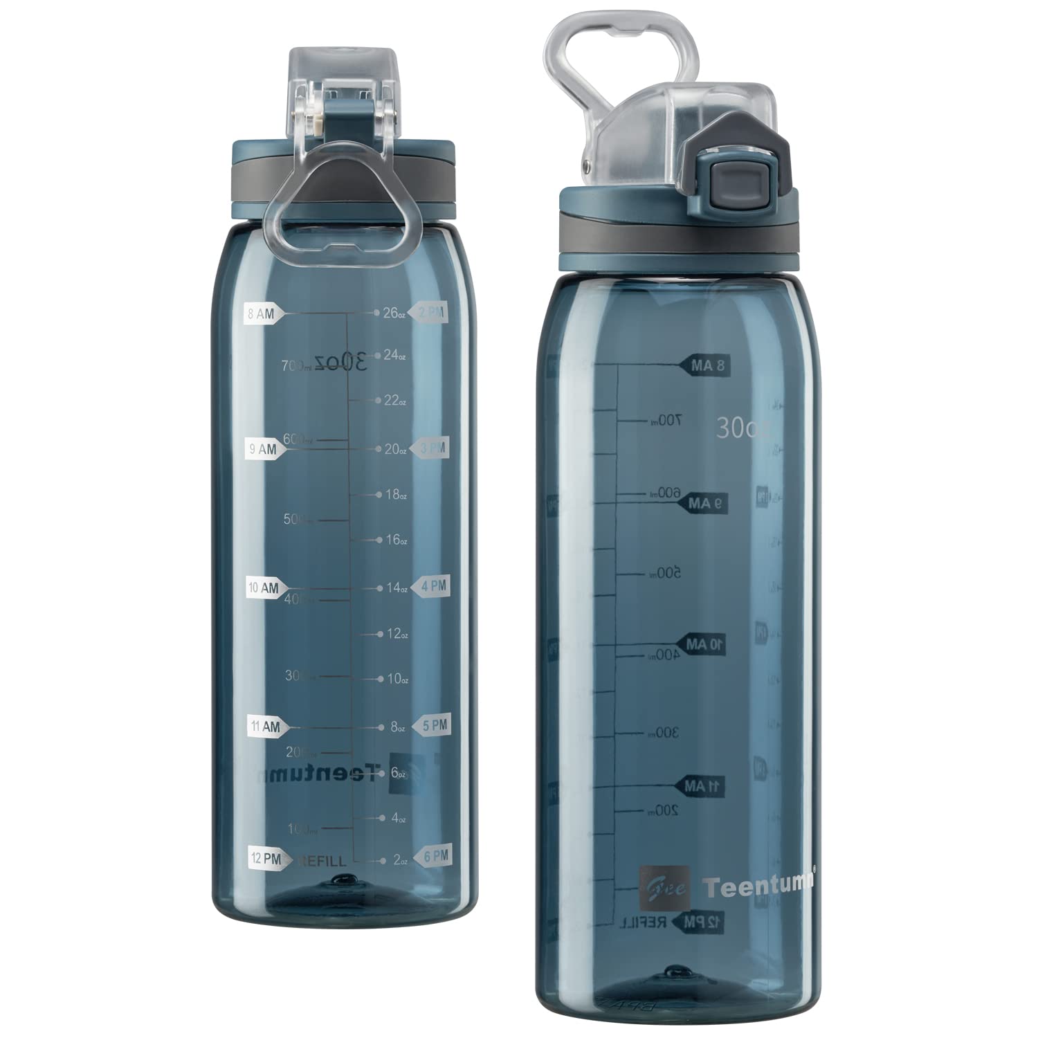 30oz Sport Water Bottle with Time Markers, Large Durable Gym Plastic Bottle for Fitness, Outdoor Enthusiasts, Leakproof (Pack of 1)