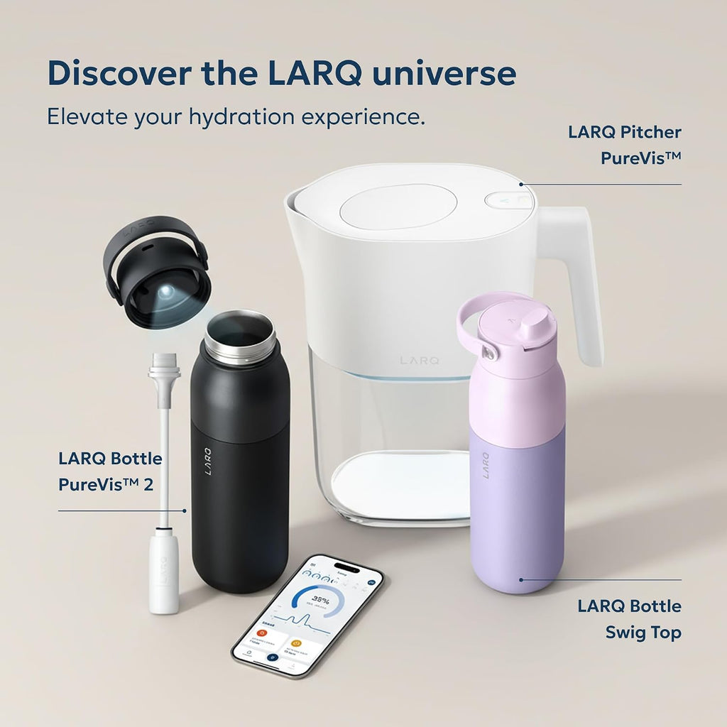 LARQ Holiday Bundle Set - 2X Bottles Swig Top 34oz - Insulated Stainless Steel Water Bottles with Built-in Silicone Handle | Thermos, BPA Free| Keep Drinks Cold for 24 Hour