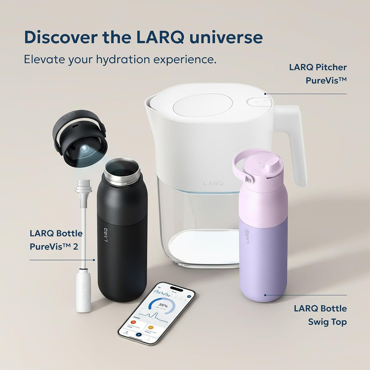 LARQ Movement Smart Self-Cleaning UV Lightweight Stainless Water Bottle