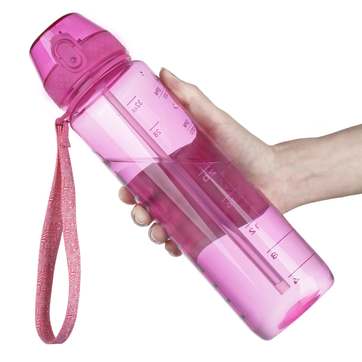GOPPUS 32oz Clear Motivational Water Bottle with Straw & Time Marker, BPA Free Tritan Leakproof Sports Bottle, Wide Mouth Reusable Bottle for Gym, Hiking, Travel, School & Office（Clear）