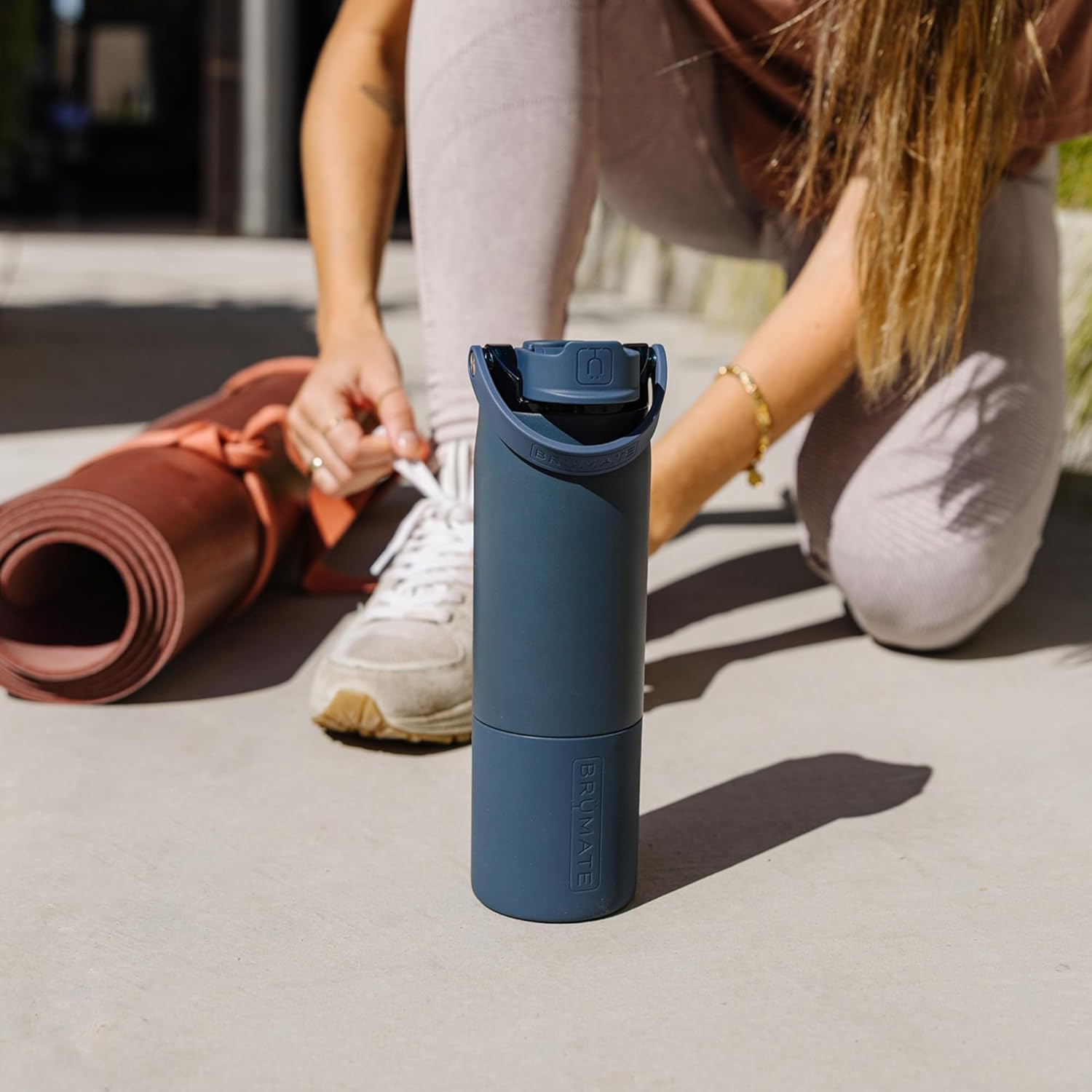 BrüMate Rise 25oz Water Bottle With 100% Leakproof Covered Silicone Straw | Insulated Stainless Steel Water Bottle | Cup-Holder Friendly | Fast Flow | Soft Sip Silicone Spout | BPA-Free (Dune)