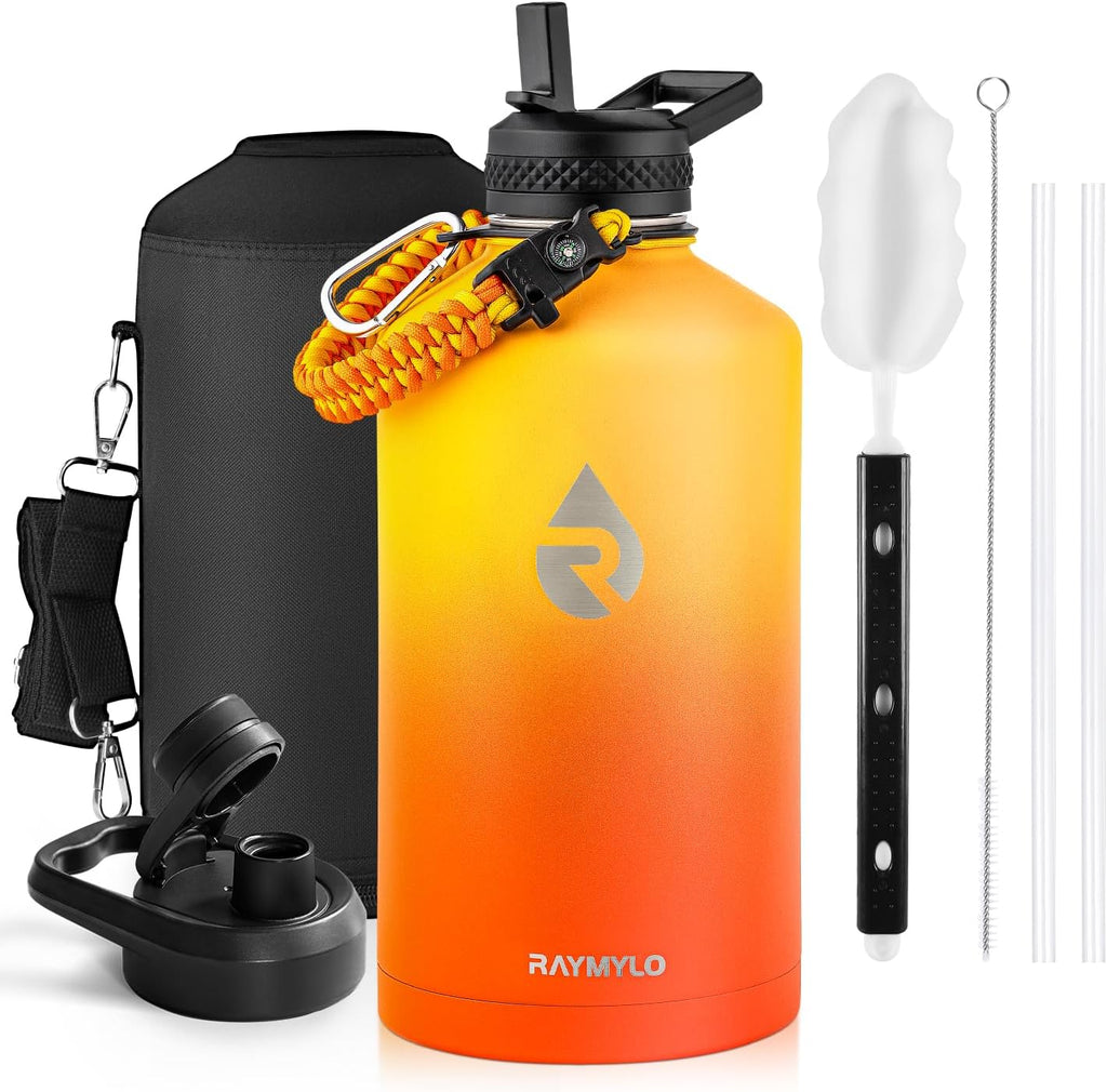 RAYMYLO One Gallon Water Bottle Insulated 128 oz, Stainless Steel