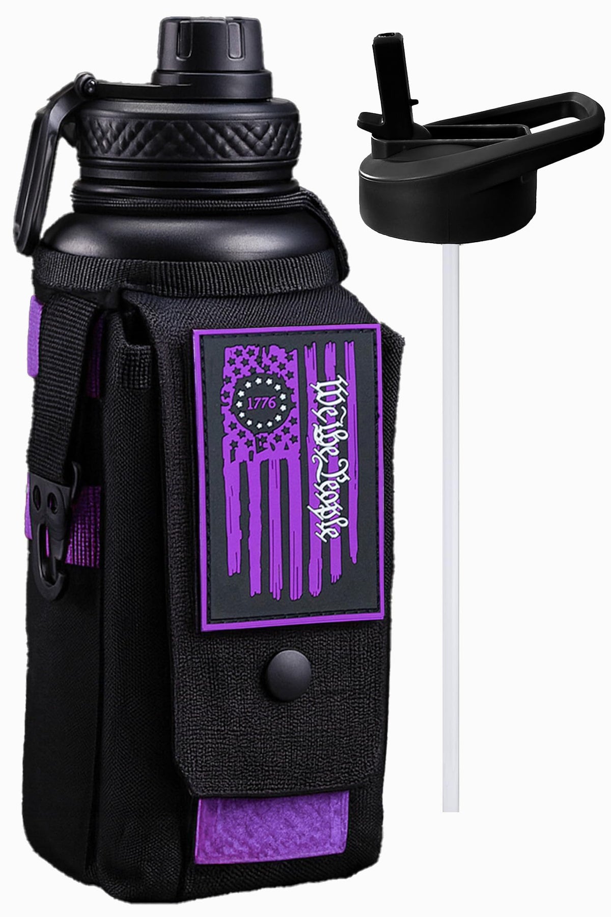 Iron Infidel Battle Bottle - One Gallon Insulated Water Bottle with Dual Carry Handles - 128 oz Tactical Stainless Steel Water Jug & Rugged Extra Large Sleeve With Storage (Black Camo 128 Ounces)