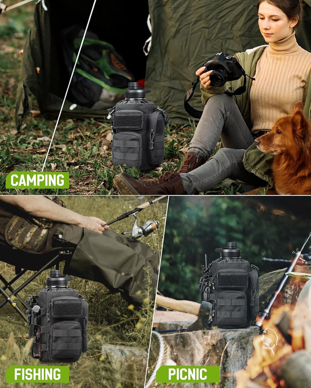 RXW 64oz Insulated Water Bottle Half Gallon Water Jug with Sleeve Tactical