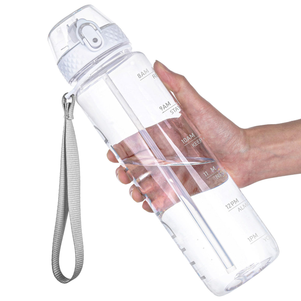 GOPPUS Water Bottle Clear Water Bottles 32oz Motivational with Time Marker Tritan BPA Free Sports Water Bottles Wide Mouth for Gym Travel Home School Office