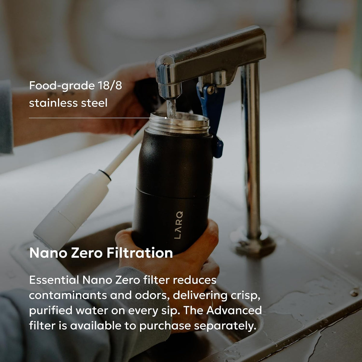 LARQ PureVis 2 Smart UV-C Self-Cleaning Insulated Water Bottle Filter Straw