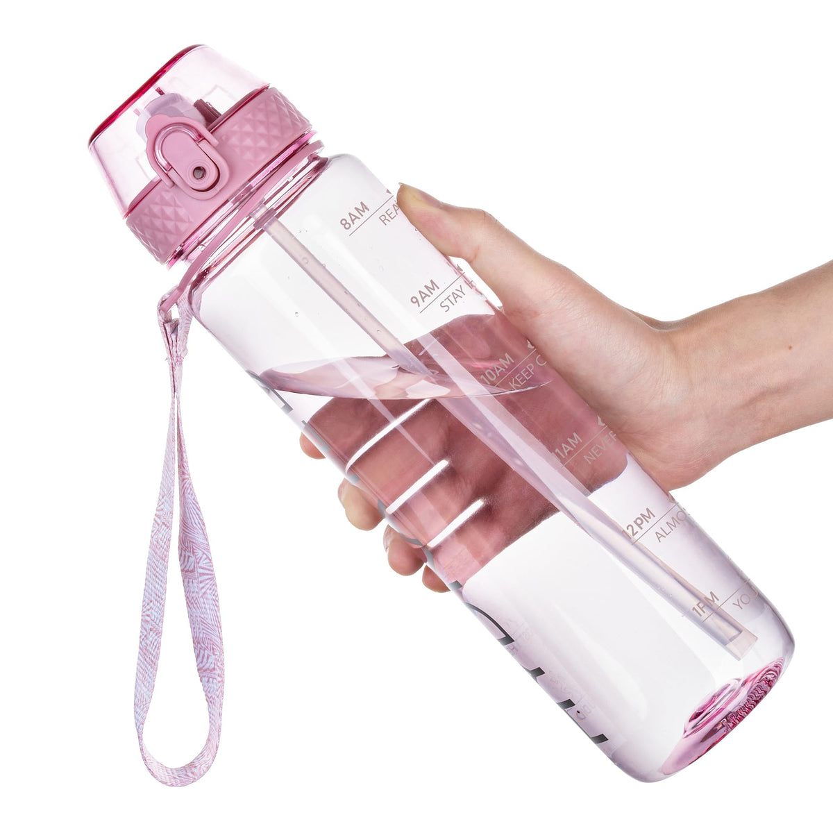 GOPPUS Water Bottle Clear Water Bottles 32oz Motivational with Time Marker Tritan BPA Free Sports Water Bottles Wide Mouth for Gym Travel Home School Office