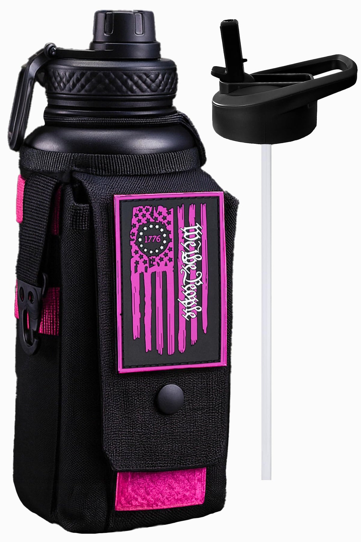 Iron Infidel Battle Bottle - One Gallon Insulated Water Bottle with Dual Carry Handles - 128 oz Tactical Stainless Steel Water Jug & Rugged Extra Large Sleeve With Storage (Black Camo 128 Ounces)