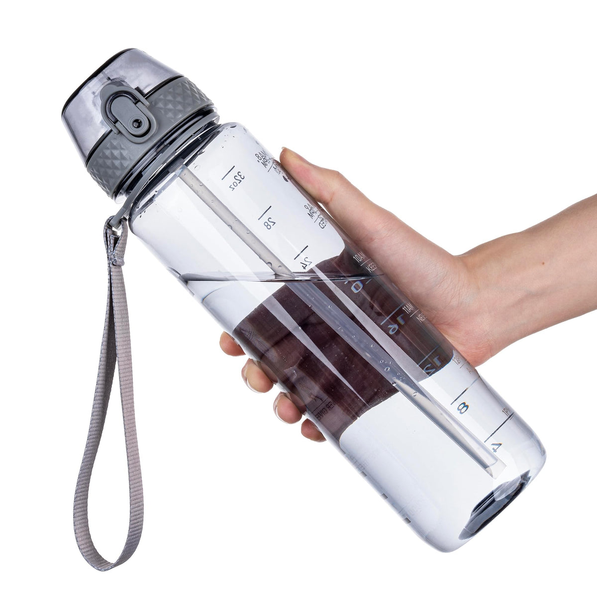 GOPPUS Water Bottle Clear Water Bottles 32oz Motivational with Time Marker Tritan BPA Free Sports Water Bottles Wide Mouth for Gym Travel Home School Office