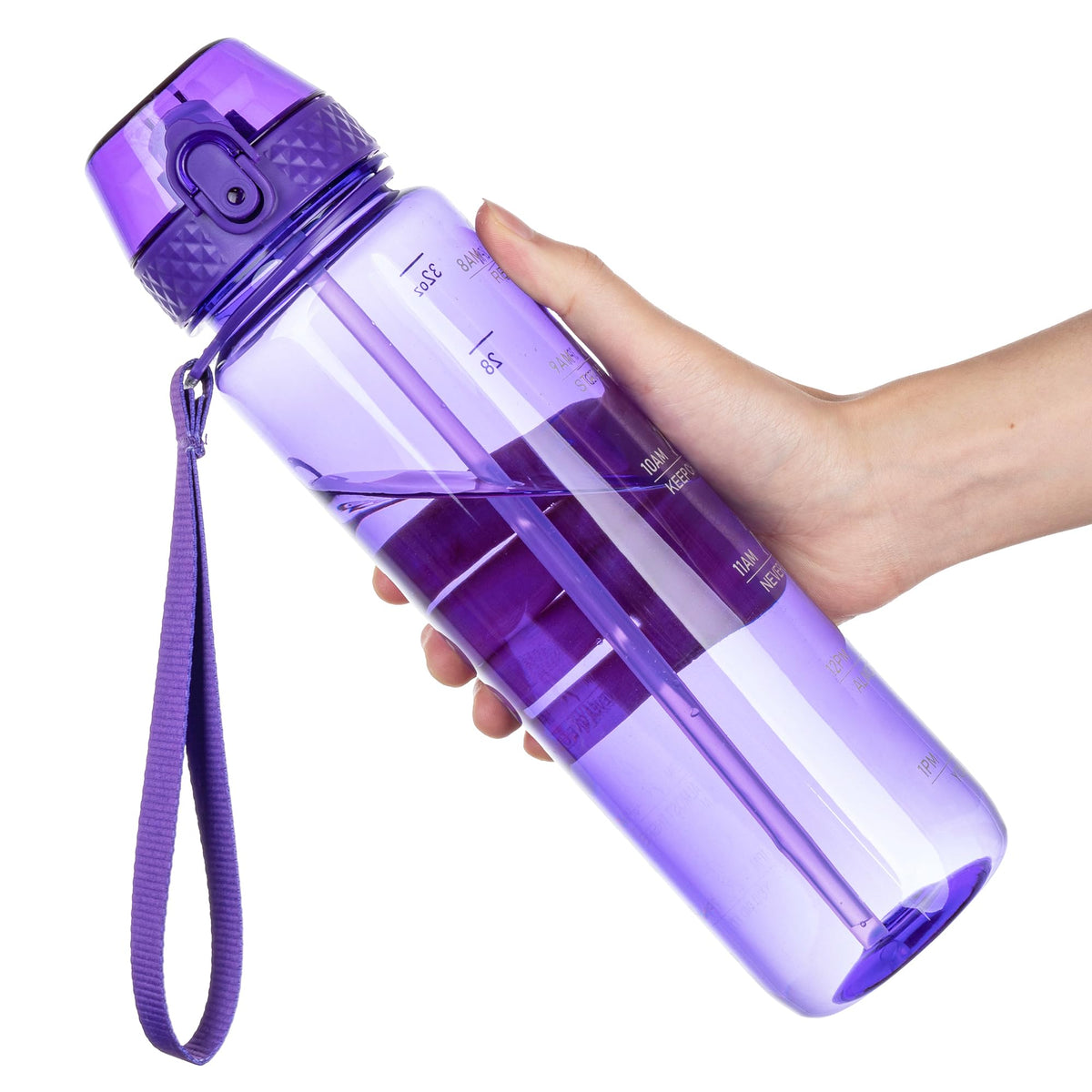 GOPPUS Water Bottle Clear Water Bottles 32oz Motivational with Time Marker Tritan BPA Free Sports Water Bottles Wide Mouth for Gym Travel Home School Office