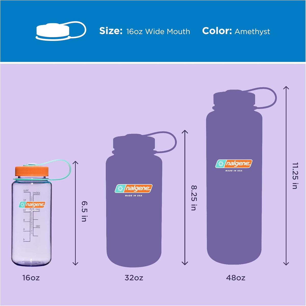 Nalgene 16 oz Wide Mouth Water Bottle, Amethyst