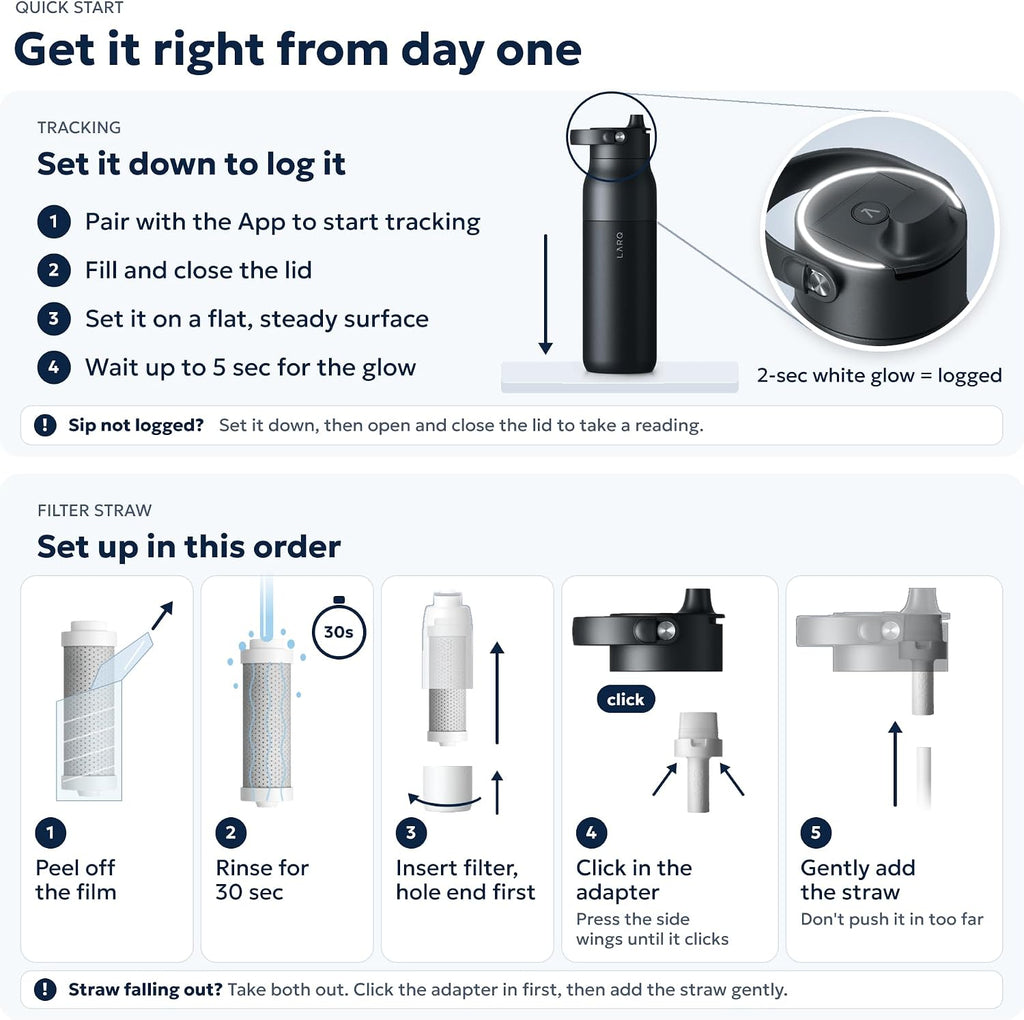 LARQ PureVis 2 Smart UV-C Self-Cleaning Insulated Water Bottle Filter Straw