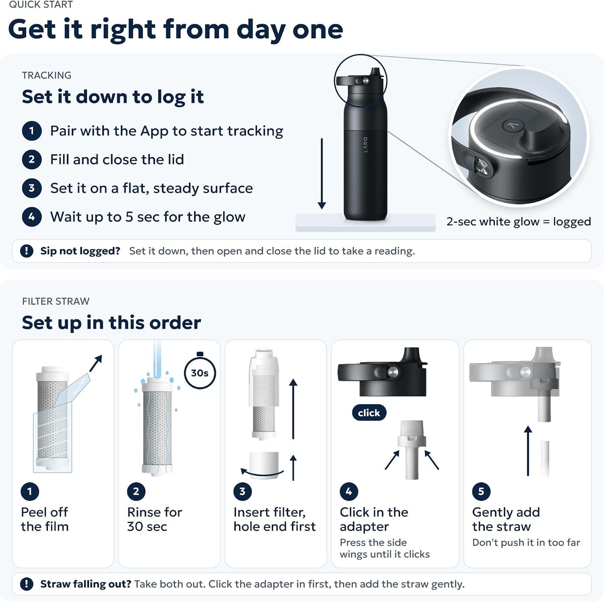 LARQ PureVis 2 Smart UV-C Self-Cleaning Insulated Water Bottle Filter Straw