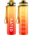QLUR Water Bottle with Straw, 32oz Motivational Water Bottles with Time Marker to Drink, Tritan BPA Free, 1L Sports Water Bottle with Carry Strap LeakProof for Women Gym Fitness Outdoor (1 Pack)