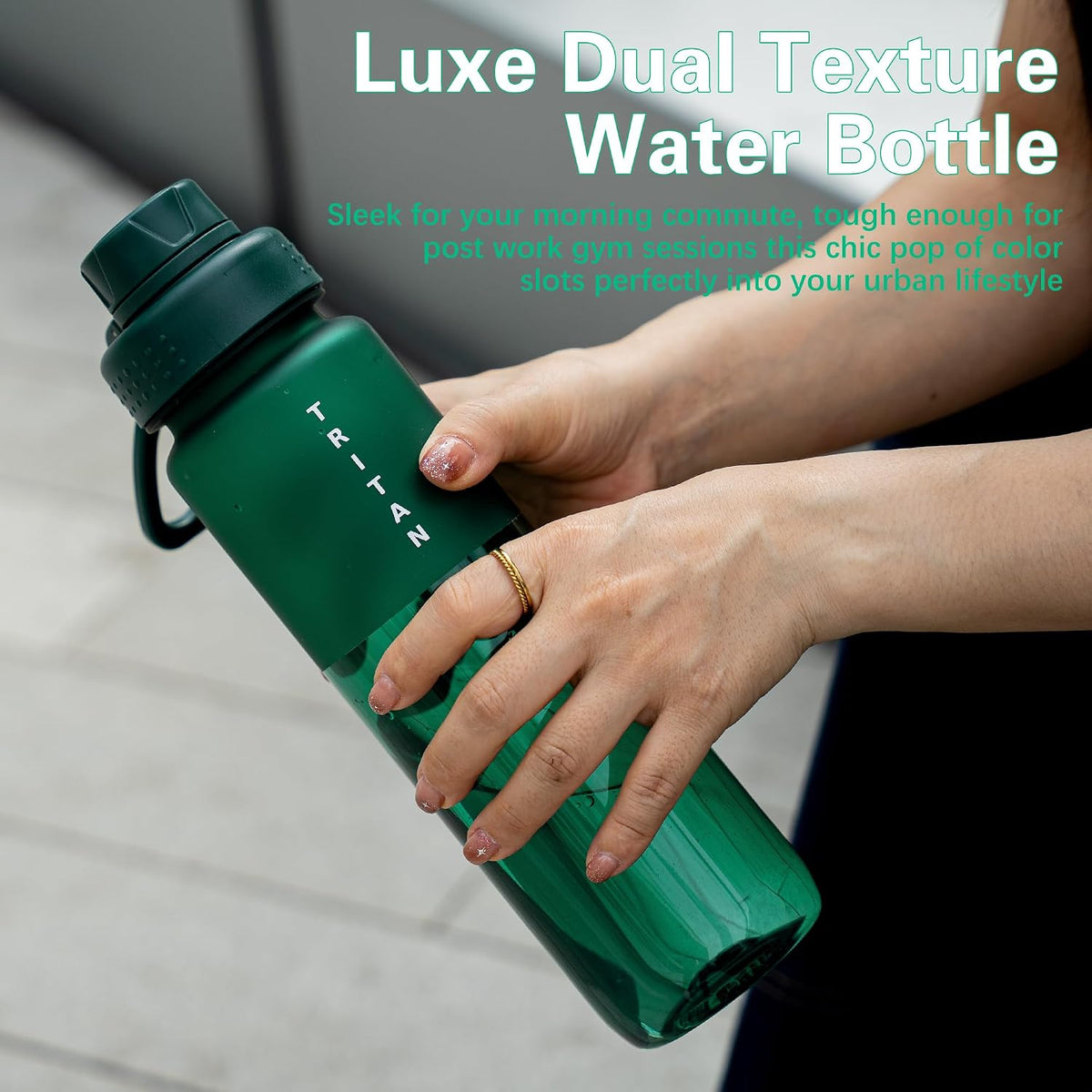 OLDLEY 32oz Matte Water Bottle with Handle, Tritan Leakproof Sports Bottle