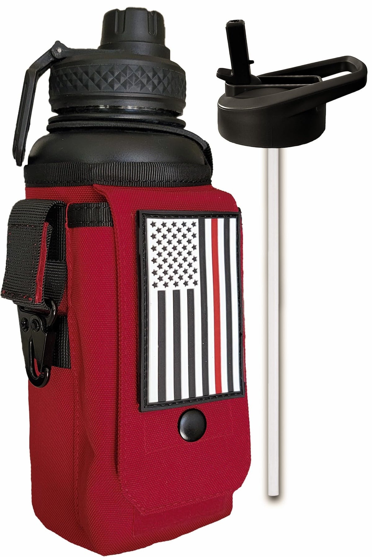 Iron Infidel Battle Bottle - One Gallon Insulated Water Bottle with Dual Carry Handles - 128 oz Tactical Stainless Steel Water Jug & Rugged Extra Large Sleeve With Storage (Black Camo 128 Ounces)
