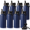Neihepal 32 oz Insulated Water Bottles Bulk with 2 Lids (Straw & Spout Lid), Stainless Steel Double Wall Water Bottle, Keeps Cold 24H & Hot 12H (Eight Color,8 Pack)