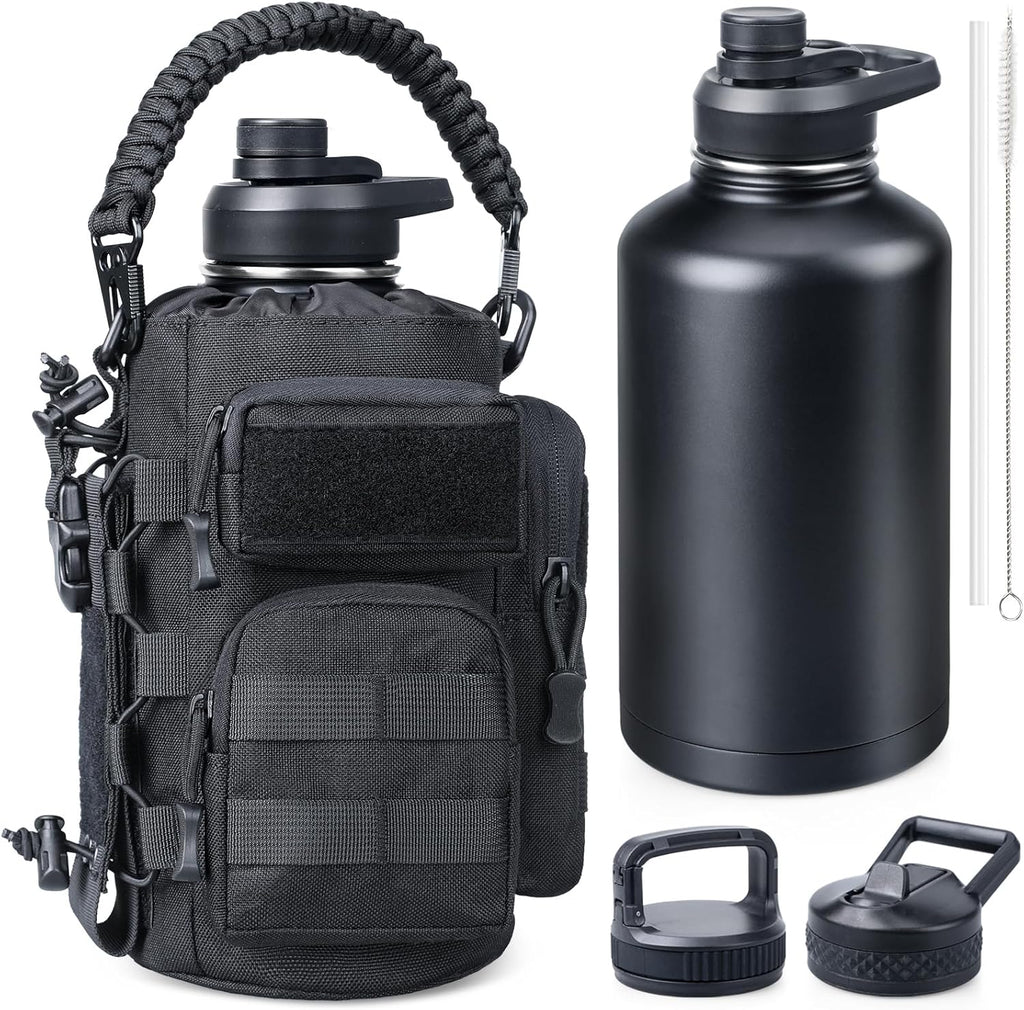 RXW 64oz Insulated Water Bottle Half Gallon Water Jug with Sleeve Tactical