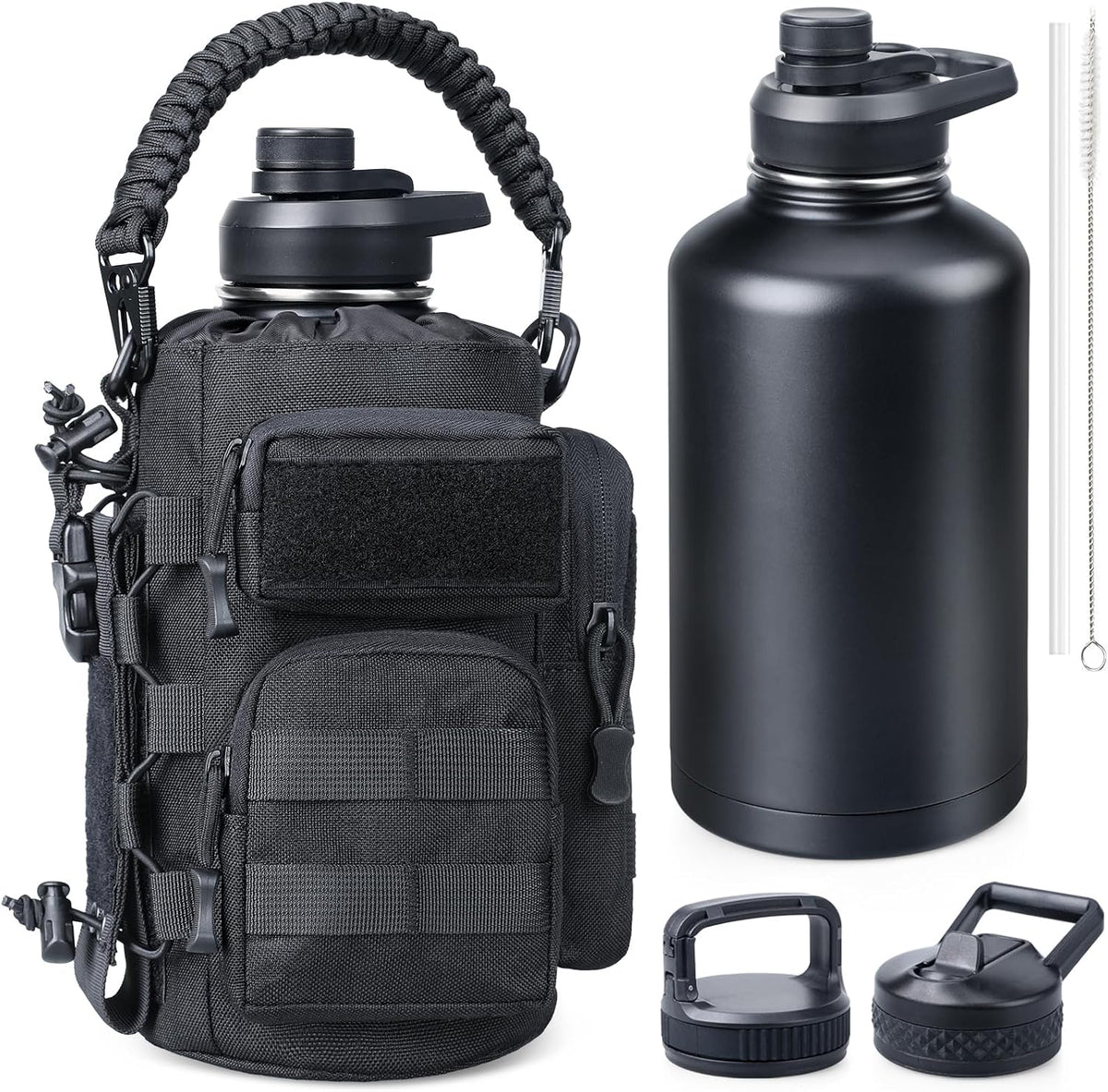 RXW 64oz Insulated Water Bottle Half Gallon Water Jug with Sleeve Tactical
