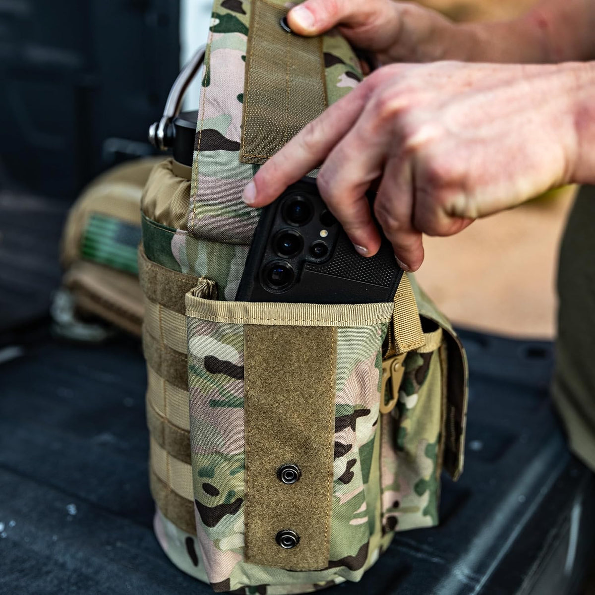Iron Infidel Battle Bottle - One Gallon Insulated Water Bottle with Dual Carry Handles - 128 oz Tactical Stainless Steel Water Jug & Rugged Extra Large Sleeve With Storage (OCP Camo 128 Ounces)