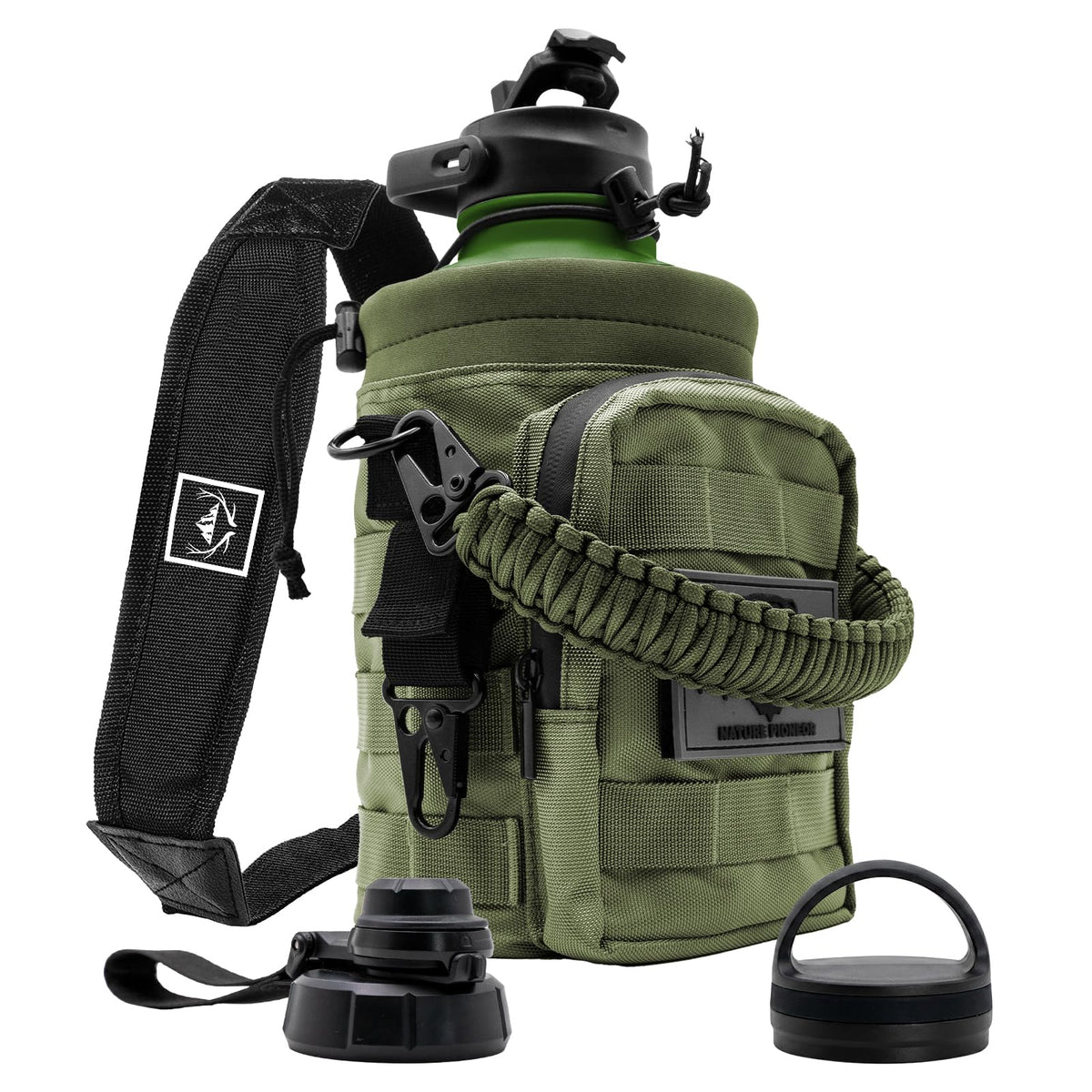 NATURE PIONEOR 128oz/1 Gallon Tactical Water Bottle with MOLLE Bottle Pouch
