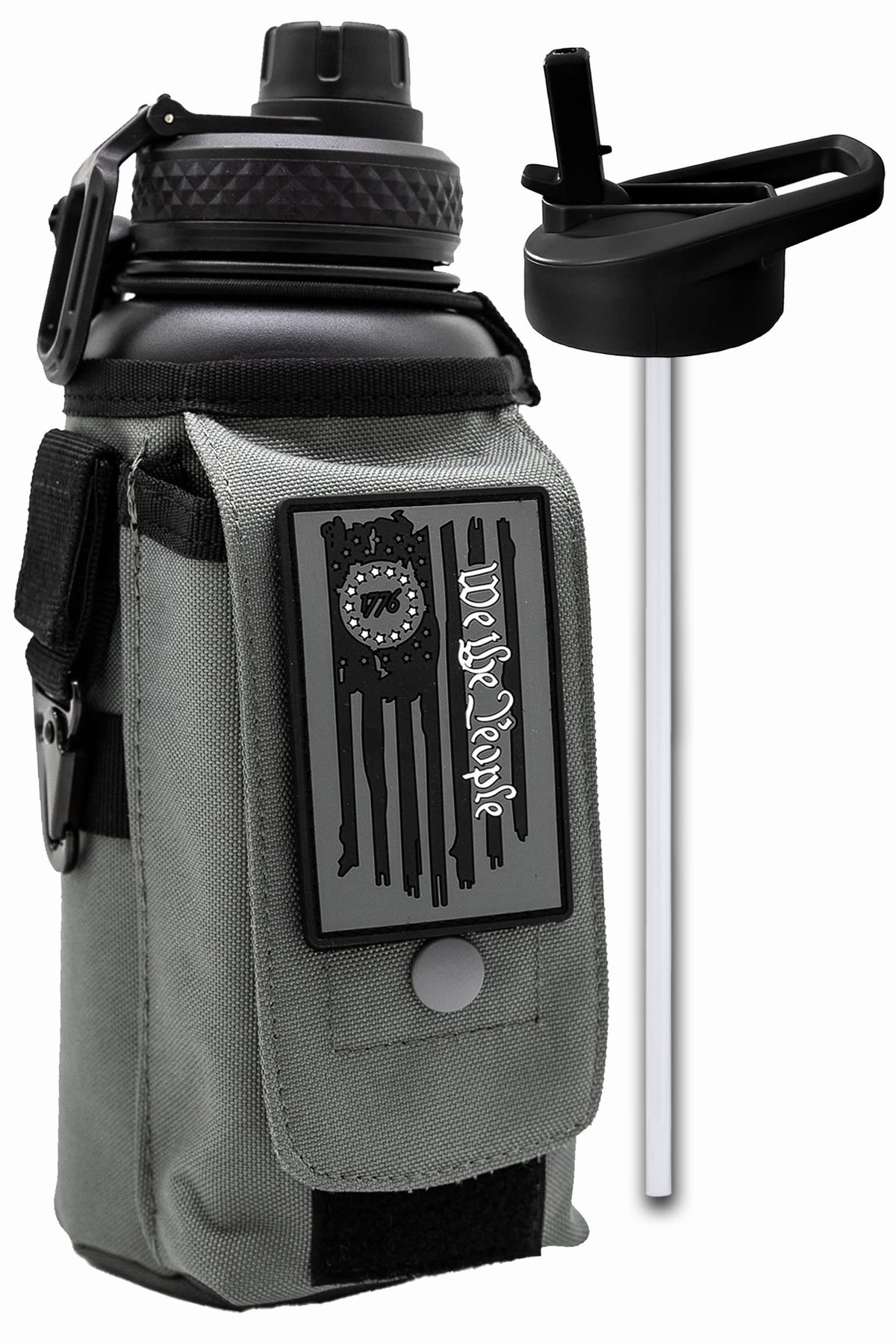 Iron Infidel Battle Bottle - One Gallon Insulated Water Bottle with Dual Carry Handles - 128 oz Tactical Stainless Steel Water Jug & Rugged Extra Large Sleeve With Storage (Black Camo 128 Ounces)