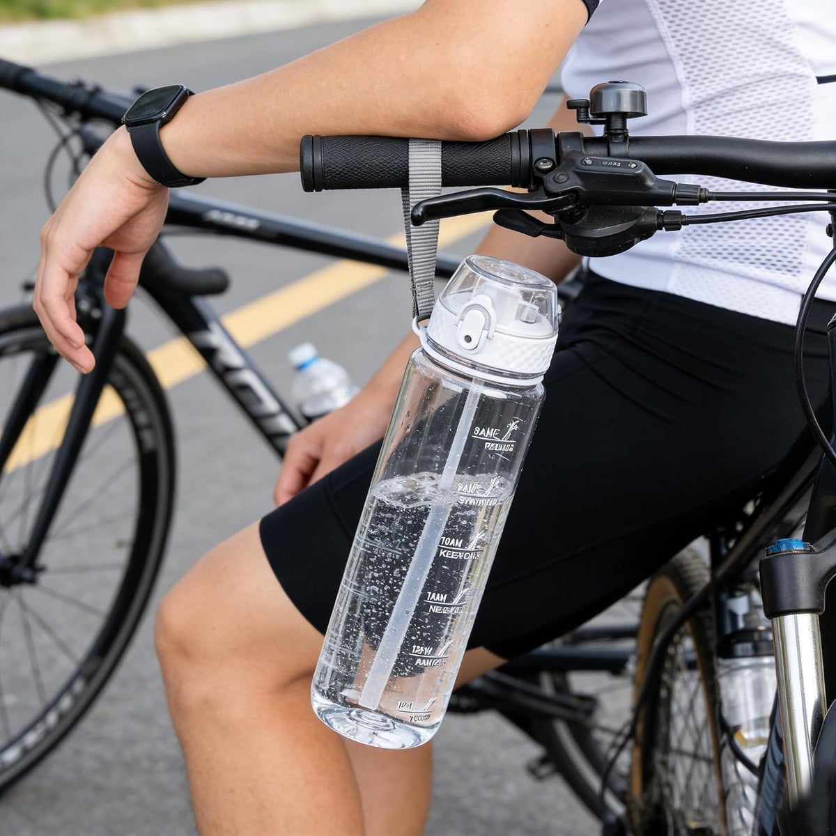 GOPPUS 32oz Clear Motivational Water Bottle with Straw & Time Marker, BPA Free Tritan Leakproof Sports Bottle, Wide Mouth Reusable Bottle for Gym, Hiking, Travel, School & Office（Clear）