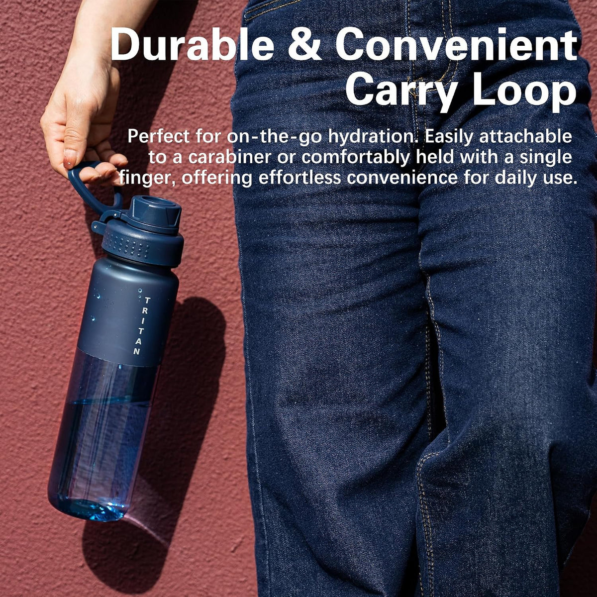 OLDLEY 32oz Matte Water Bottle with Handle, Tritan Leakproof Sports Bottle